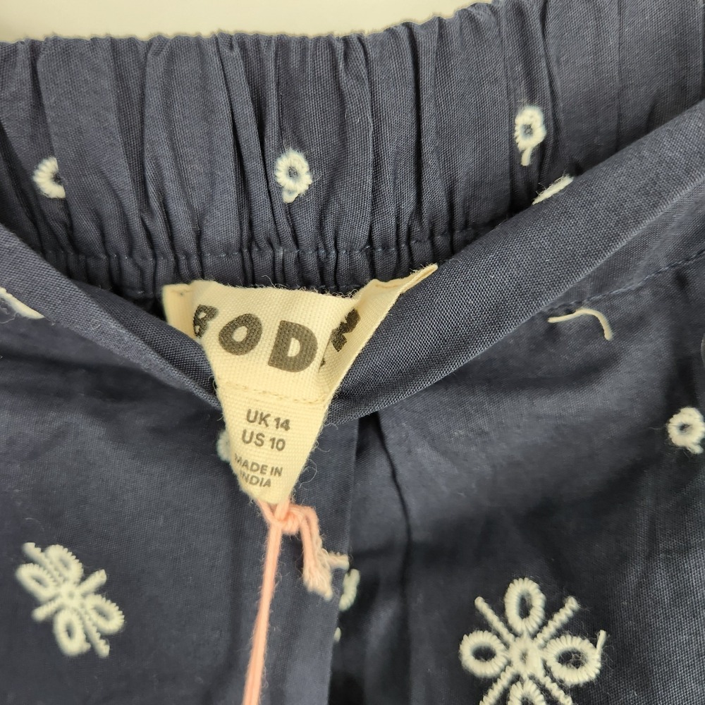 Boden Verity Broderie Poplin Skirt Navy Blue US 10 Midi Cotton R0914 NWT - Picture 3 of 9